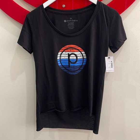 Pure Barre Tops - Pure Barre Patriotic Stripe Tee - Black